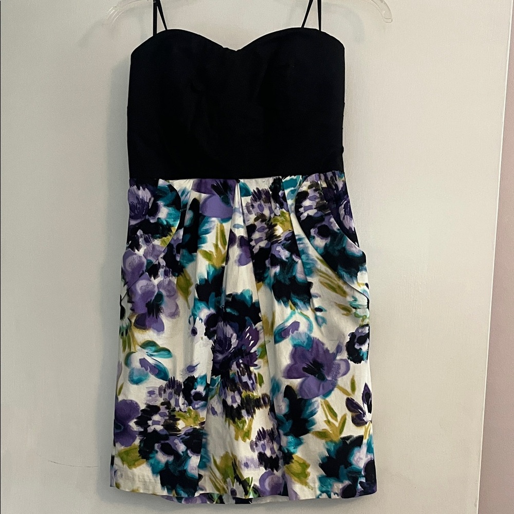 Iz Byer Black and Floral Mini Dress